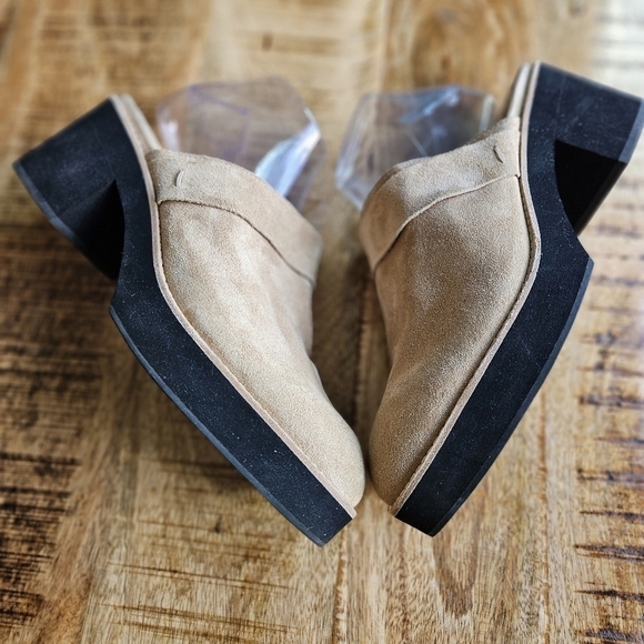 Eileen Fisher Hiya Clog Mule Womens 11 Platform Block Heel Beige Suede - Picture 5 of 8